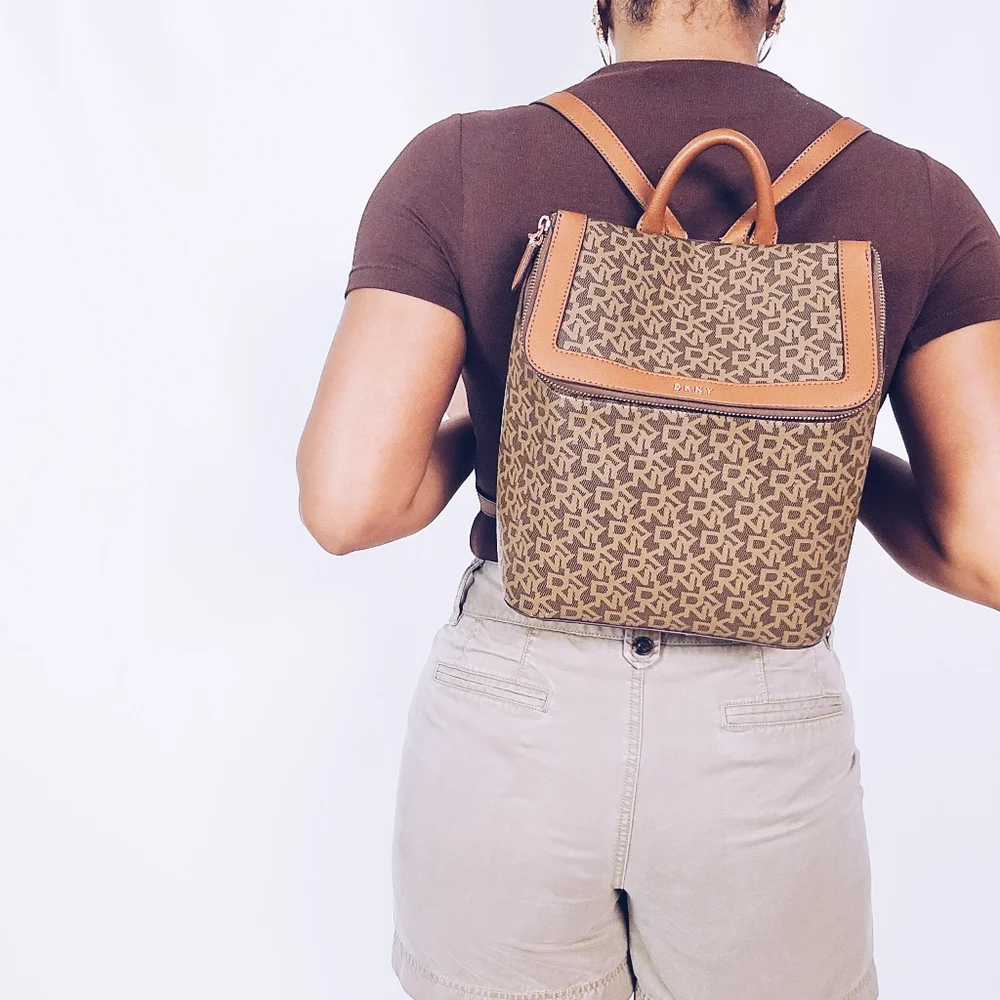 DKNY Logo Faux Leather Backpack - Picture 2 of 15